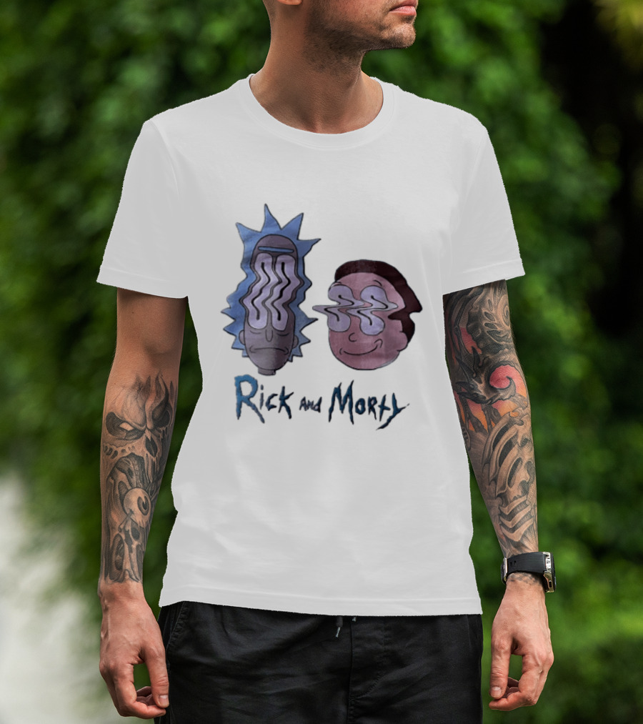 Rick And Morty Sanchez Morty Smith Wavy Face Cartoon T-Shirt