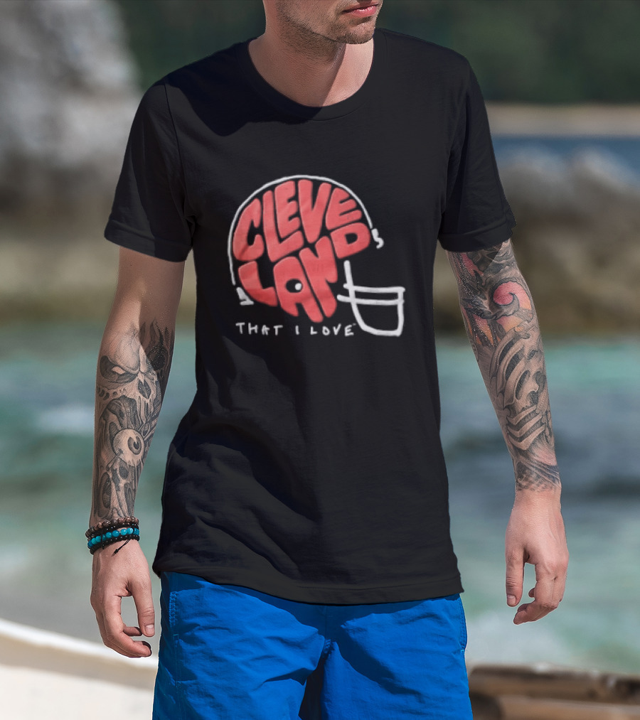 Cleveland Helmet That I Love Football Fan T-Shirt