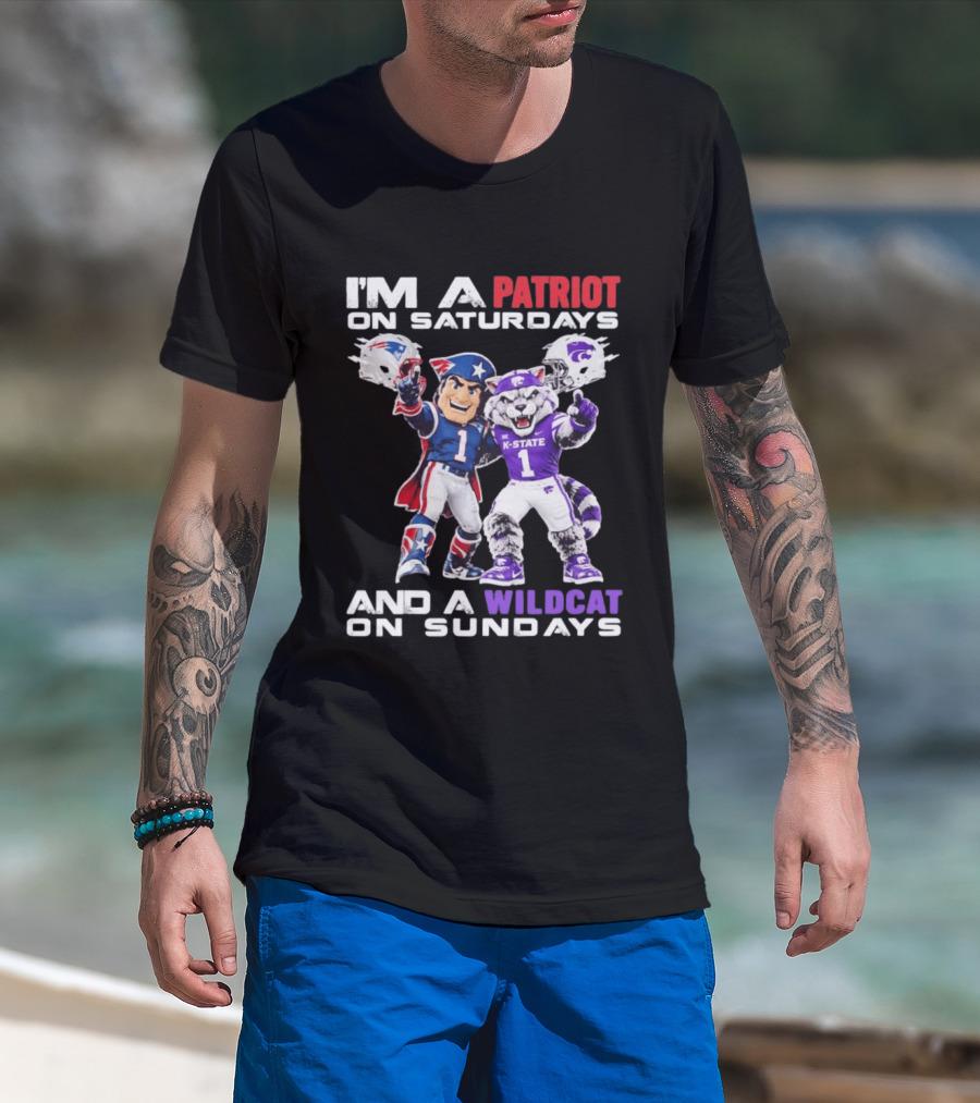 I'm A Patriot On Saturdays And A Wildcat On Sundays K State Football Patriots Wildcat Mascots T-Shirt
