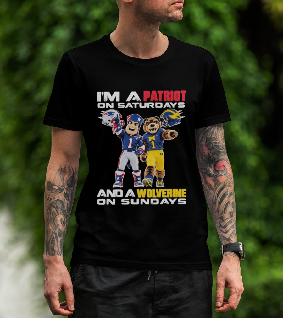 Patriot And Wolverine Football Mascots Saturdays Sundays T-Shirt