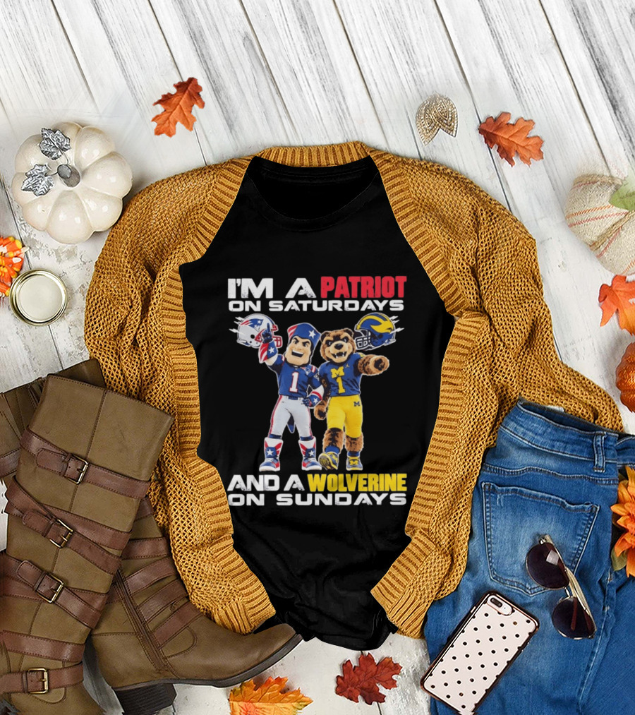 Patriot And Wolverine Football Mascots Saturdays Sundays T-Shirt