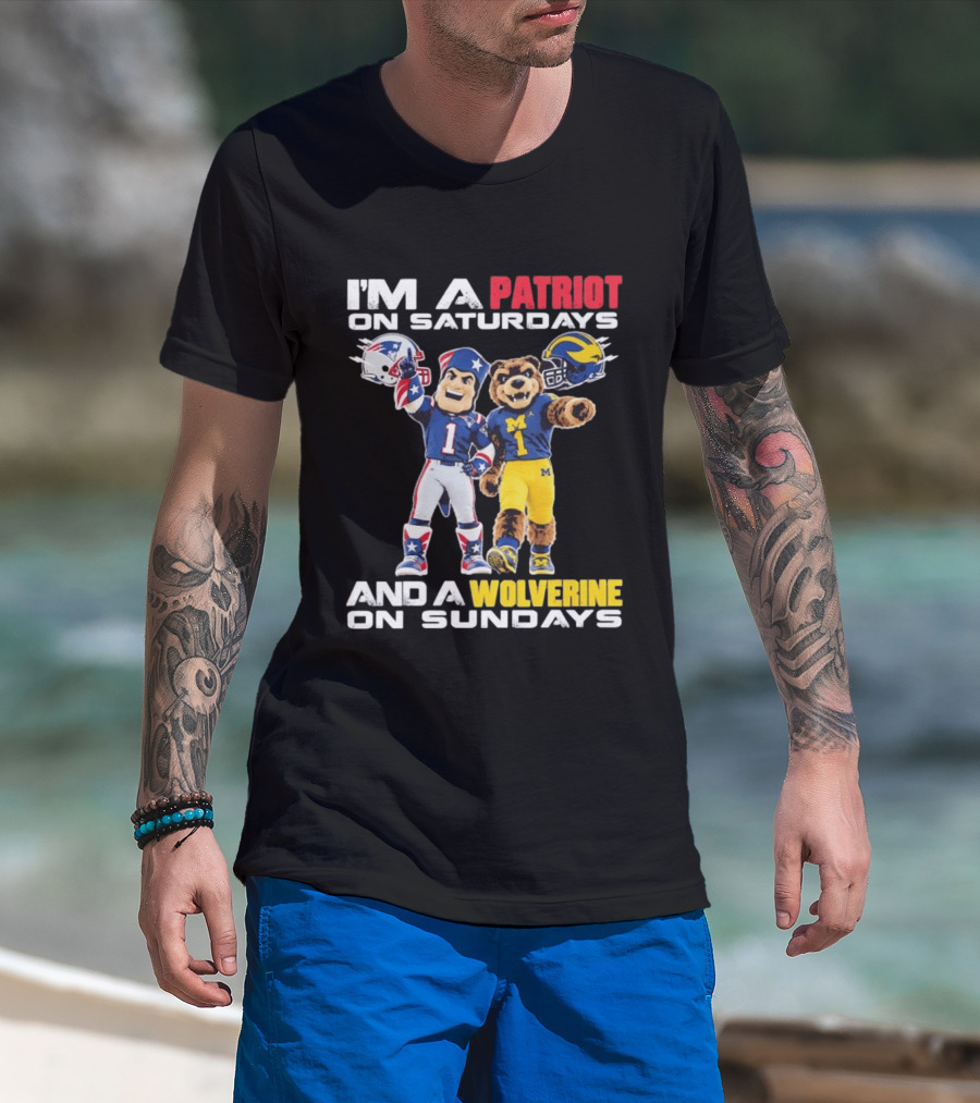 Patriot And Wolverine Football Mascots Saturdays Sundays T-Shirt