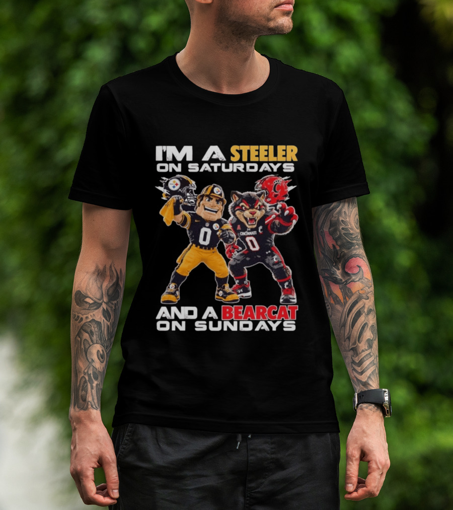 I'm A Steeler On Saturdays And A Bearcat On Sundays Cincinnati Football Fan T-Shirt