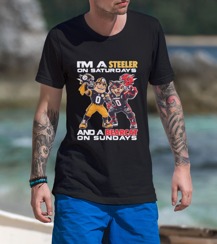 I'm A Steeler On Saturdays And A Bearcat On Sundays Cincinnati Football Fan T-Shirt