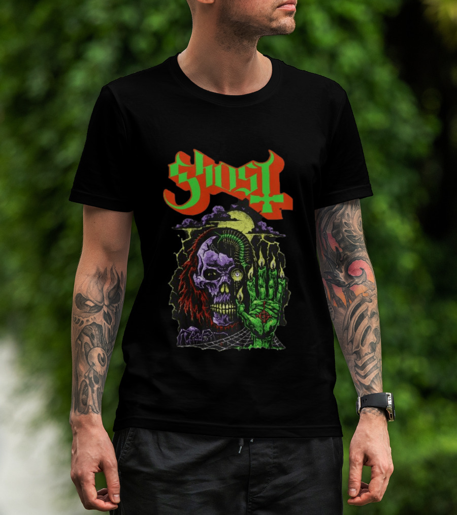 Ghost Store Necromancy Skull Candle Hand T-Shirt