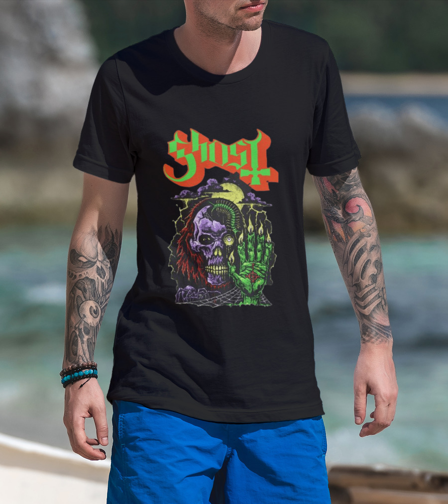 Ghost Store Necromancy Skull Candle Hand T-Shirt
