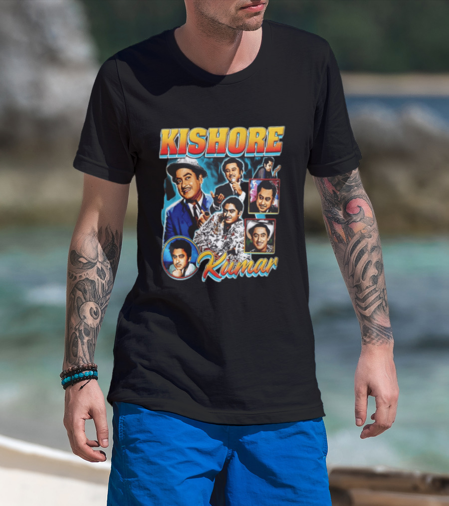 Kishore Kumar Retro Collage Music Legend T-Shirt