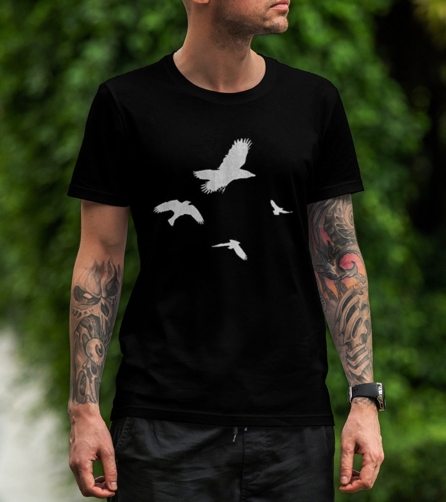 Shinedown Store Black Trucker Birds White Bird T-Shirt