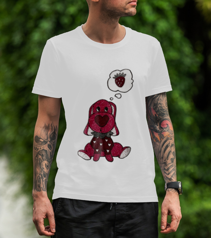 Dog With Strawberry Thought Bubble Costume Hearts T-Shirt