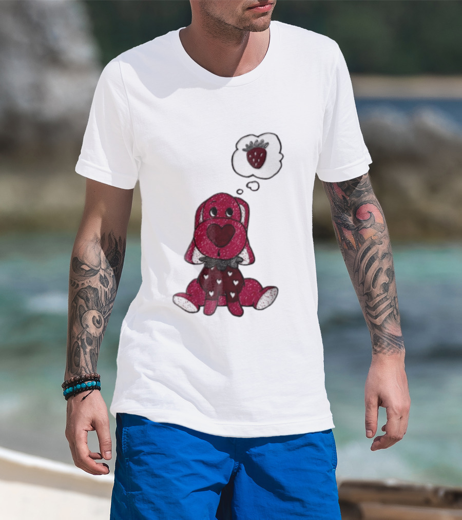 Dog With Strawberry Thought Bubble Costume Hearts T-Shirt