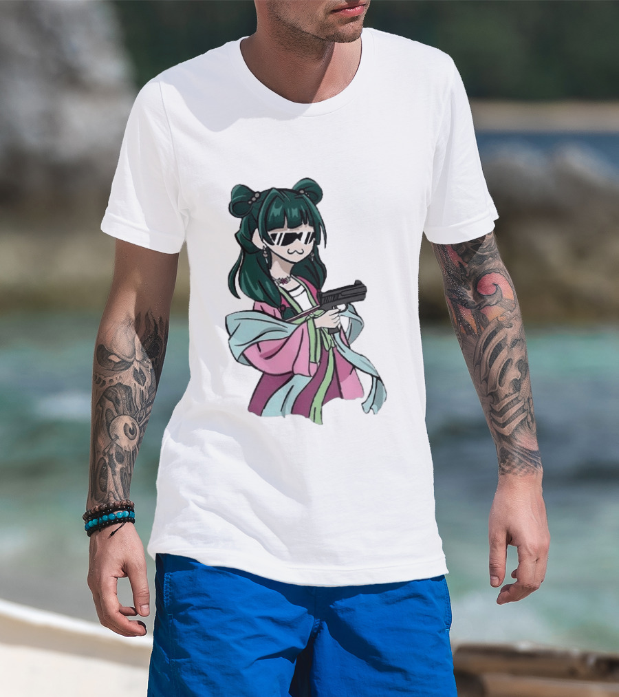 Mao Mao The Apothecary Diaries Anime Character With Gun And Sunglasses T-Shirt