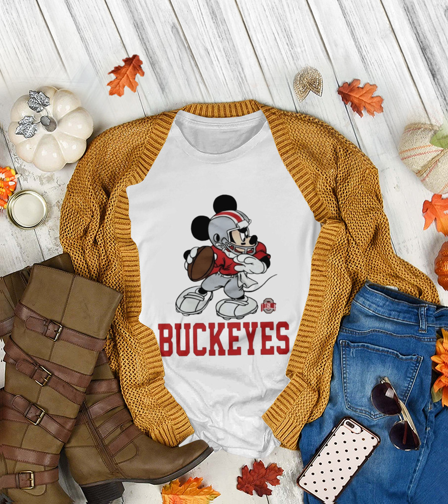 Mickey Mouse Ohio State Buckeyes Football Quarterback T-Shirt