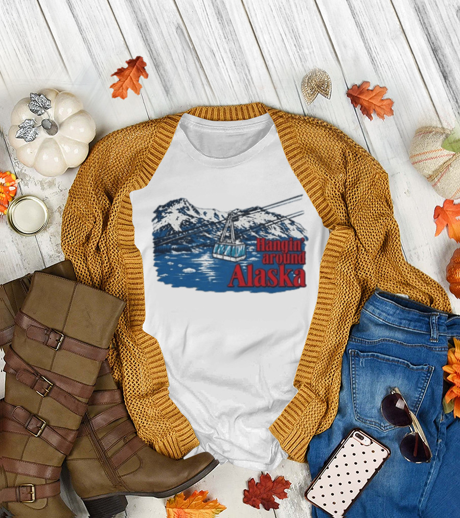 RJ Decker Aloysius Aiken Hangin Around Alaska Cable Car Mountain Scene T-Shirt