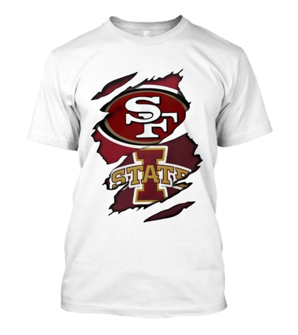 San Francisco 49ers Iowa State Cyclones Distressed Logo Fusion T-Shirt