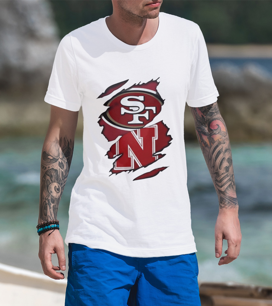 San Francisco 49ers SF And Nebraska Cornhuskers N Ripped T-Shirt