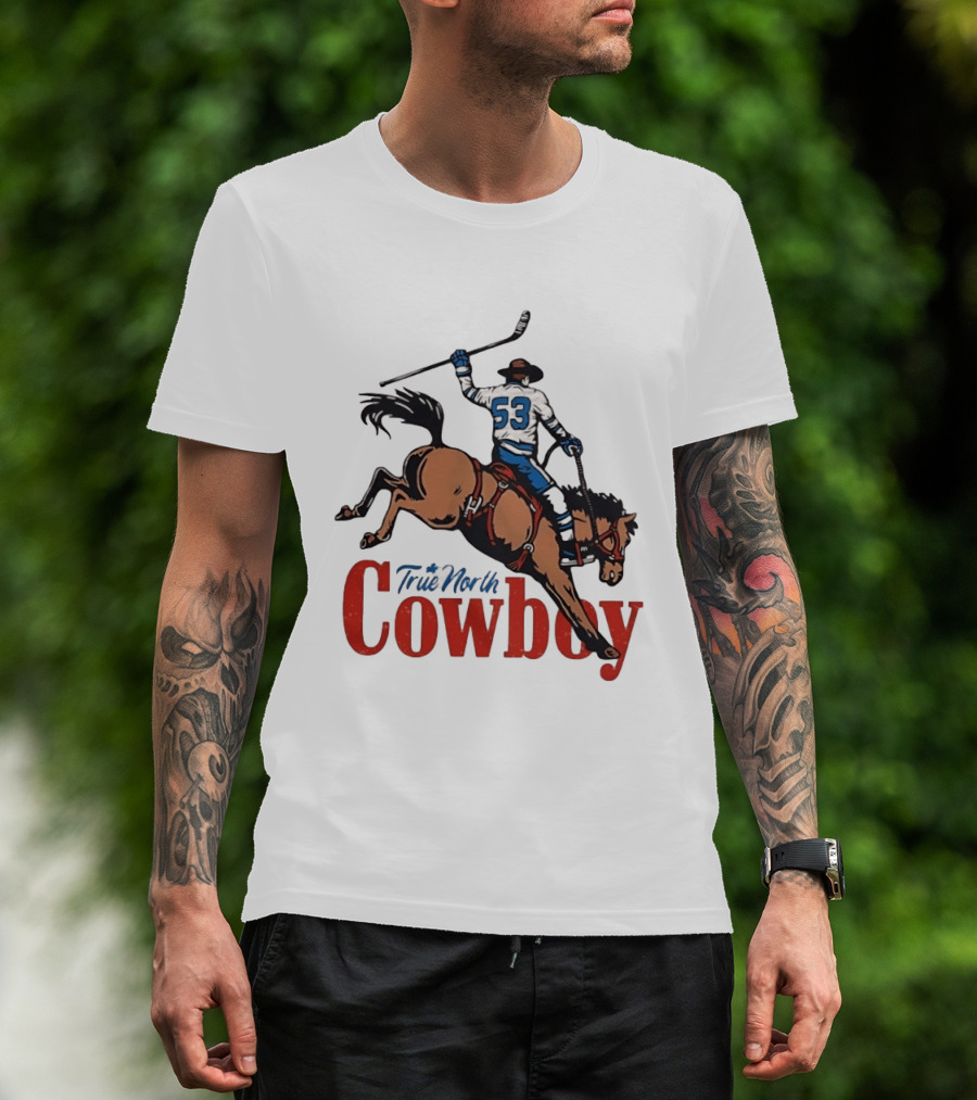 True North Cowboy Hockey Riding Bucking Bronco Number 53 T-Shirt