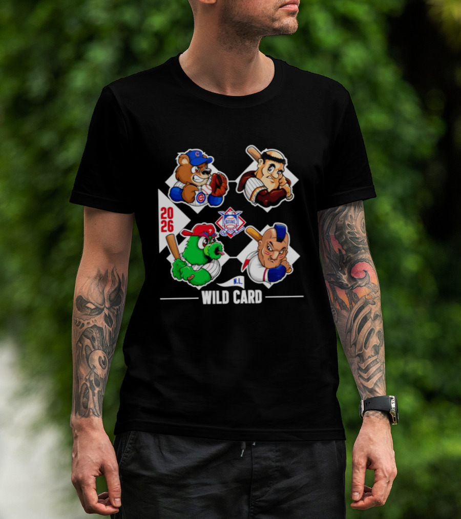 2026 National League Wild Card Cubs Baseball Cartoon Characters T-Shirt