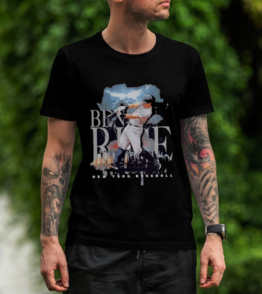 Ben Rice New York Baseball Player Lightning Skyline T-Shirt
