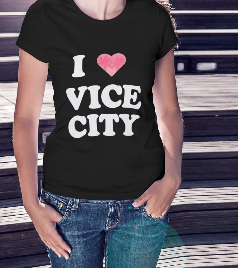 I Love Vice City 2026 GTA Palm Trees Retro Game T-Shirt