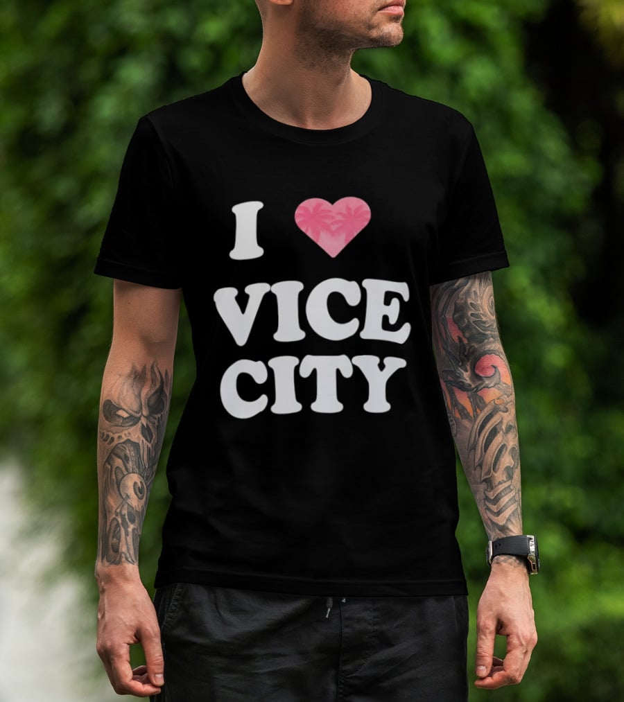 I Love Vice City 2026 GTA Palm Trees Retro Game T-Shirt