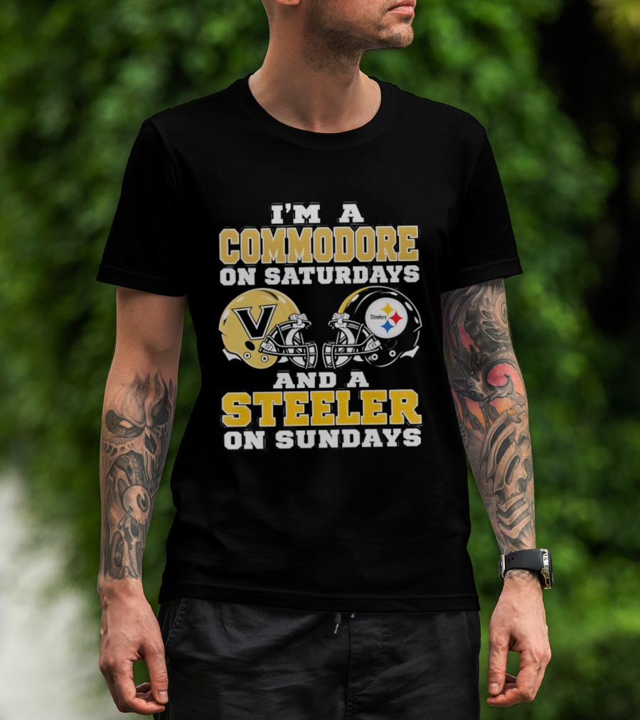 I'm A Commodore On Saturdays And A Steeler On Sundays Helmets T-Shirt