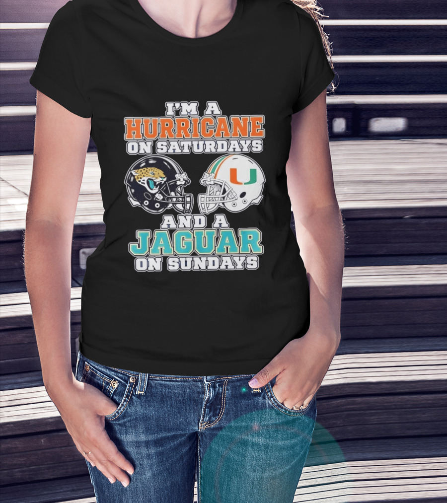 Hurricane Saturdays Jaguar Sundays Football Helmets T-Shirt