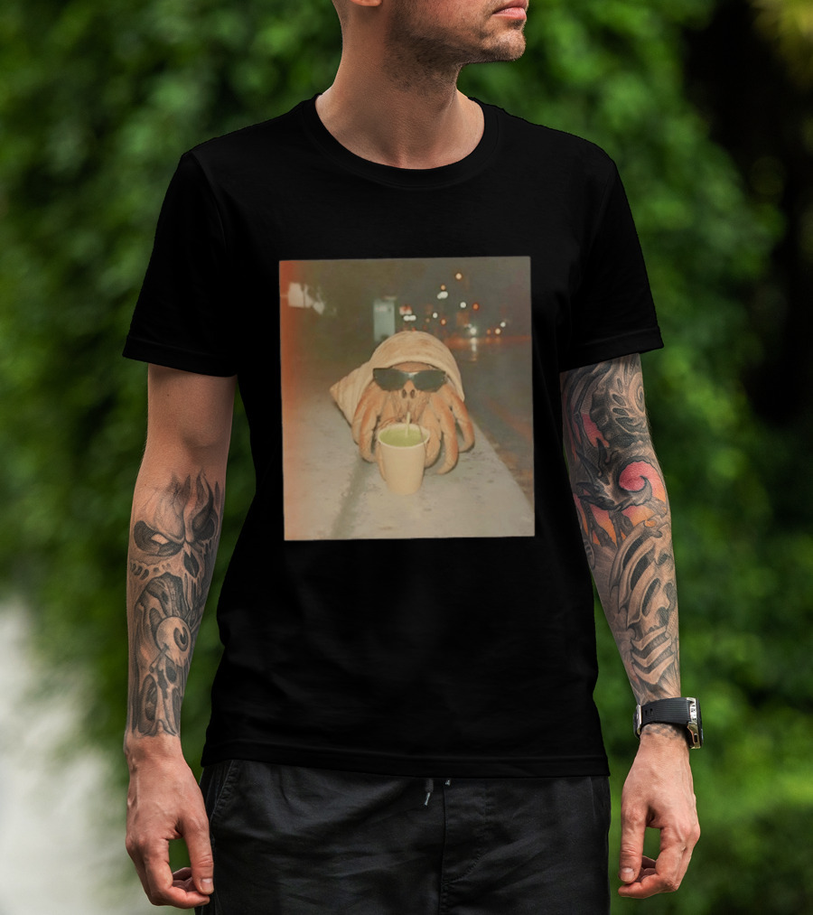 Hermit Crab Sunglasses Drinking Iced Beverage At Night T-Shirt