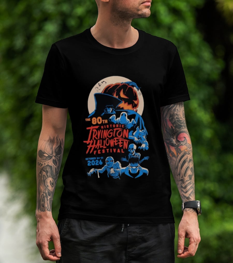 80th Historic Irvington Halloween Festival October 24 31 2026 Vintage Monsters T-Shirt