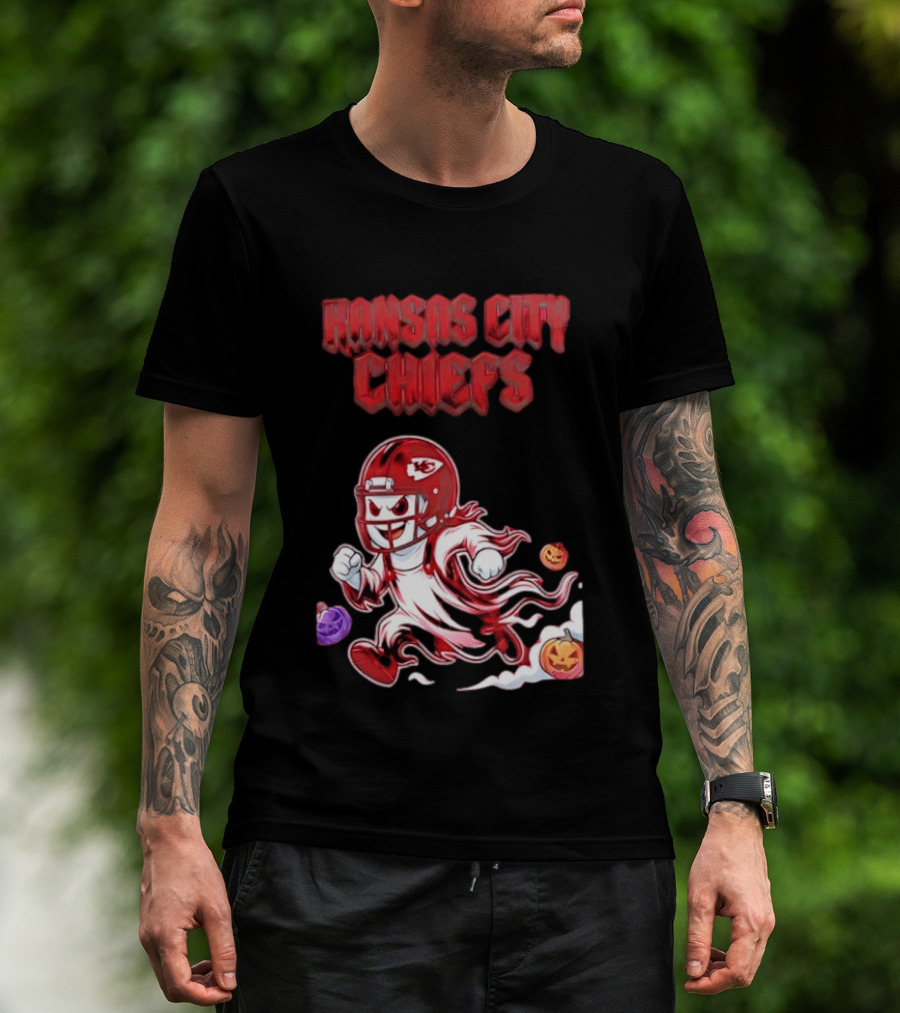 Kansas City Chiefs Halloween Ghost Football 2026 Spooky Pumpkins T-Shirt
