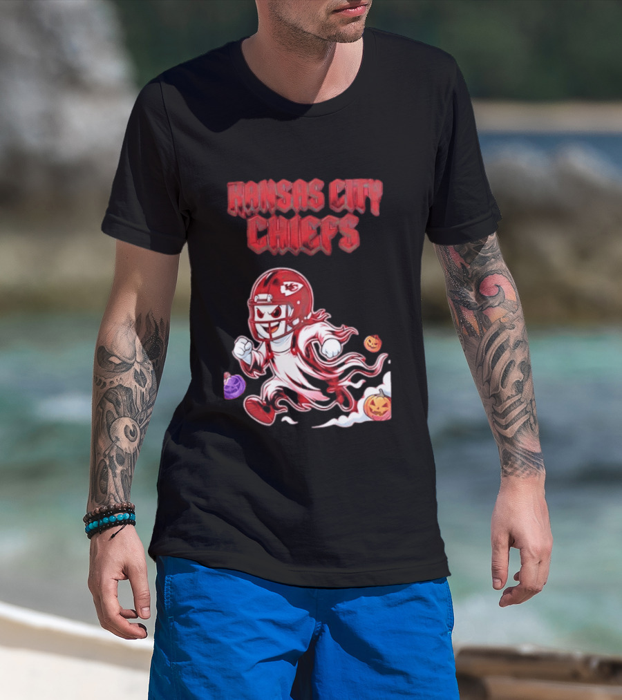 Kansas City Chiefs Halloween Ghost Football 2026 Spooky Pumpkins T-Shirt