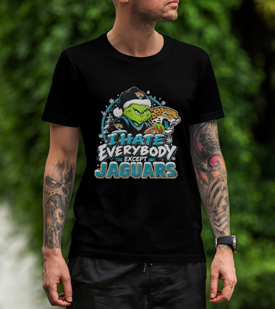 Original Jacksonville Jaguars Grinch I Hate Everybody Except Jaguars Fans Christmas Holiday T-Shirt