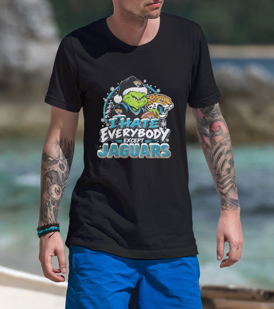 Original Jacksonville Jaguars Grinch I Hate Everybody Except Jaguars Fans Christmas Holiday T-Shirt