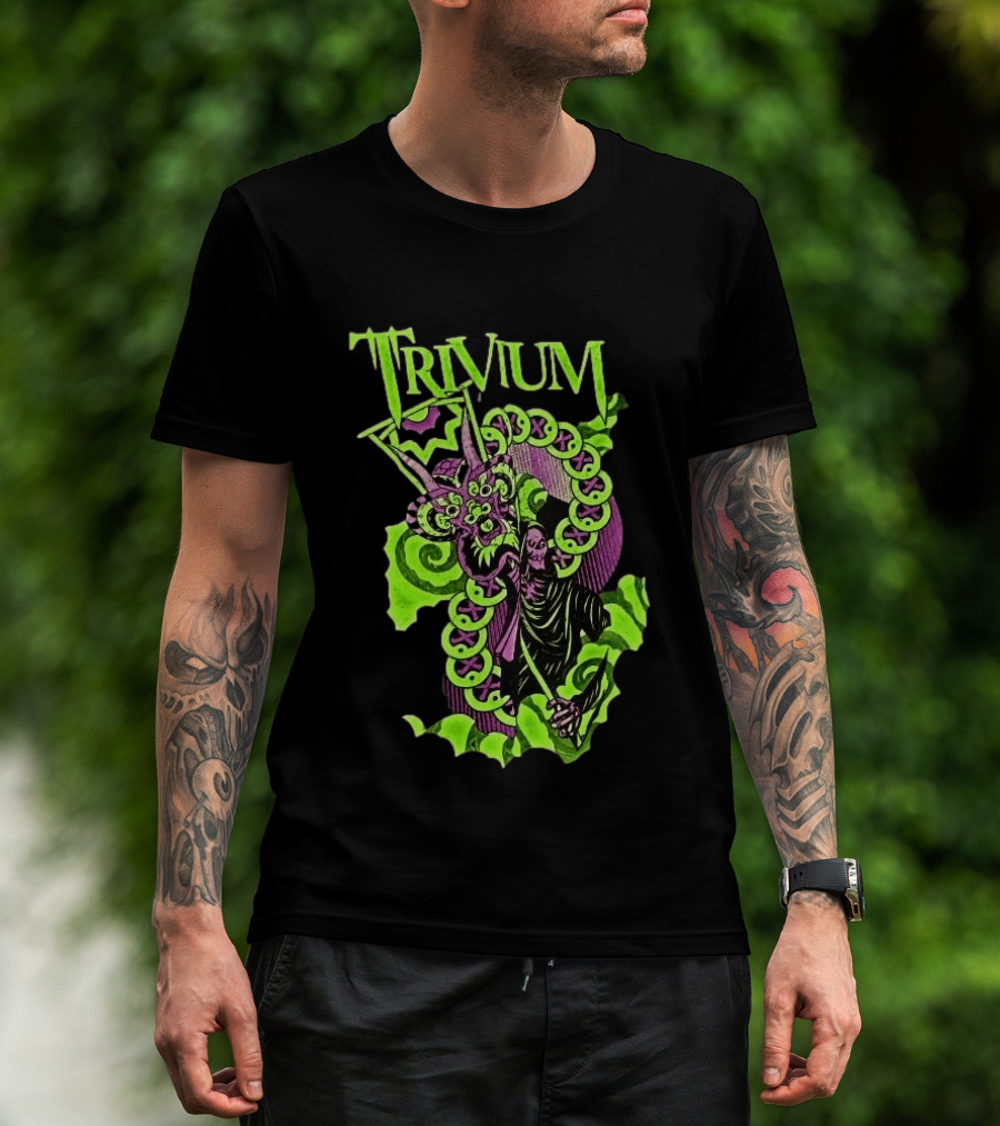 Trivium Australia Tour 2026 Neon Green Serpent Wizard T-Shirt