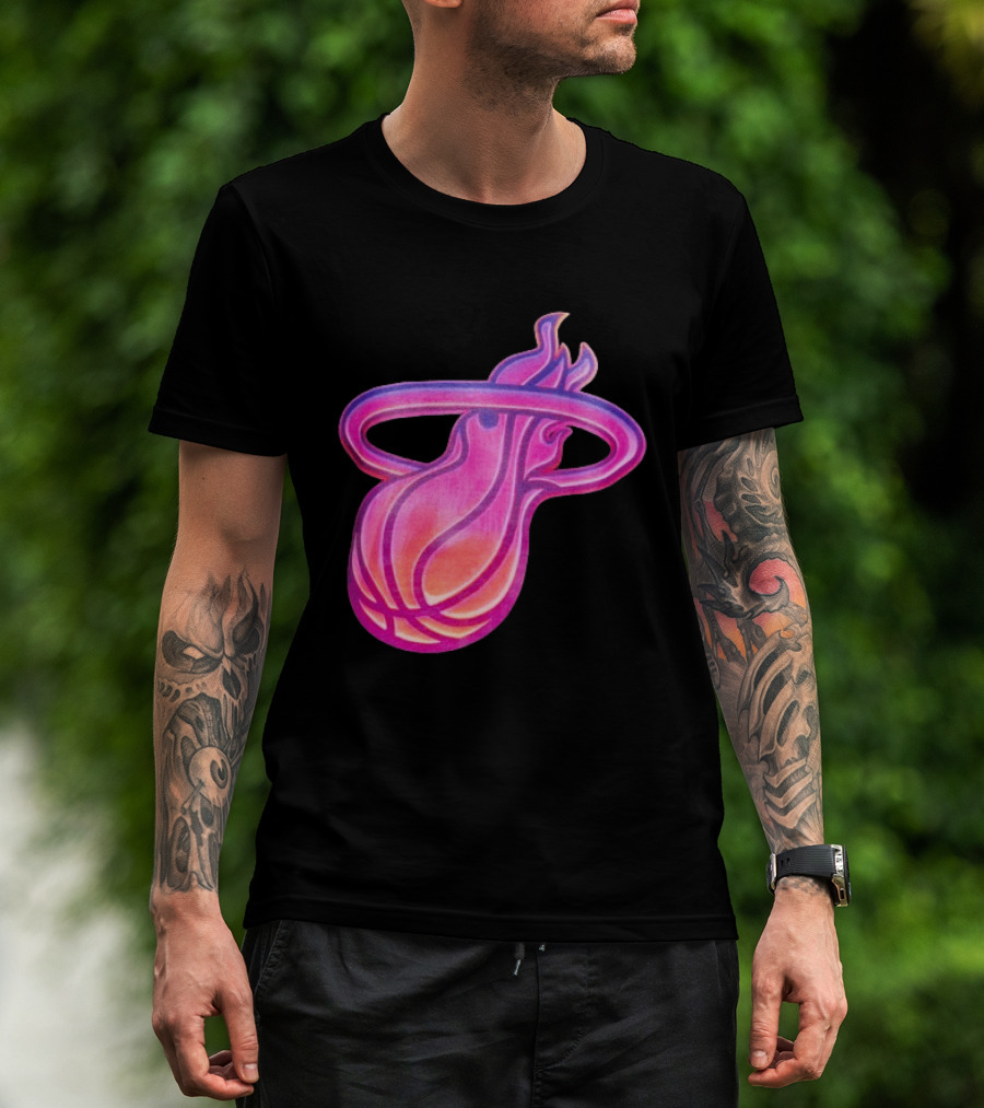 Miami Heat Court Culture Vice City Flaming Basketball T-Shirt