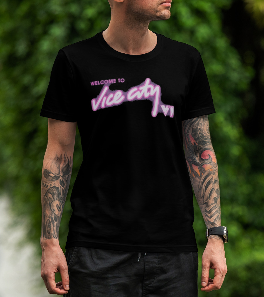Miami Heat Court Culture Welcome To Vice City VI Pink Neon T-Shirt
