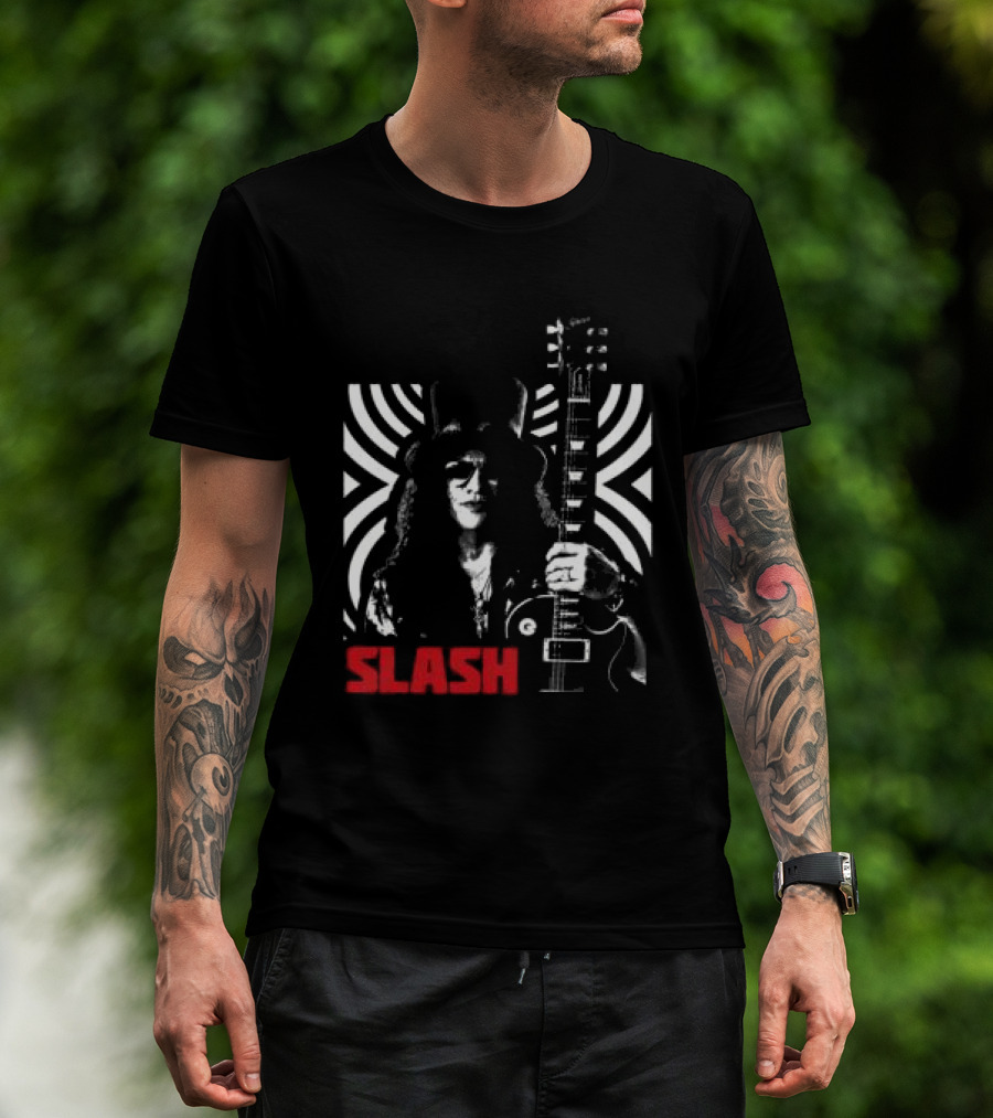 SLASH Iconic Guitarist And Guitar Bold Classic Rock T-Shirt