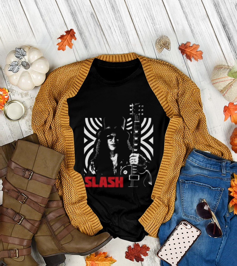 SLASH Iconic Guitarist And Guitar Bold Classic Rock T-Shirt