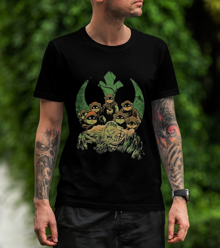 Star Wars Chewbacca And Ewoks Resistance Rebellion T-Shirt