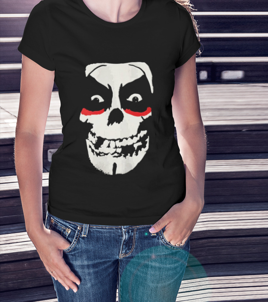 Misfits Danhausen Skull Face Design With Red Accents T-Shirt