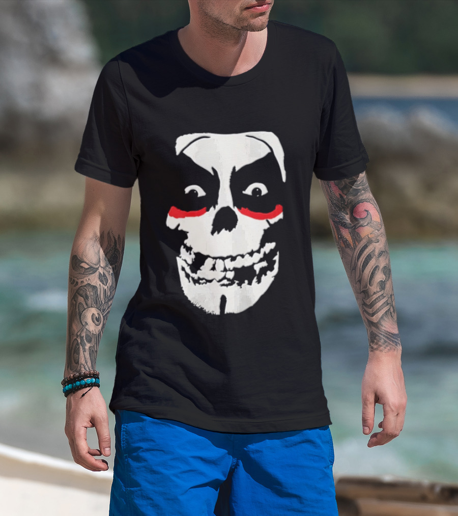 Misfits Danhausen Skull Face Design With Red Accents T-Shirt