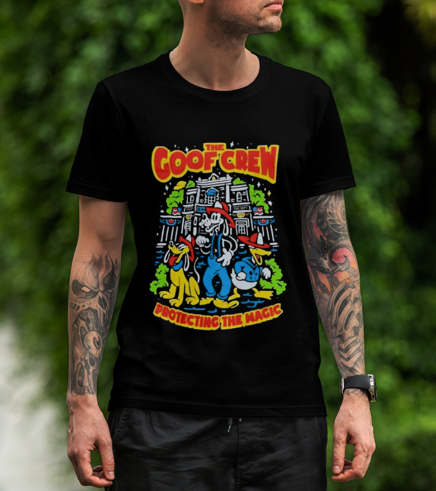 The Goof Crew Firehouse Protecting The Magic Pluto Donald Duck Disney T-Shirt