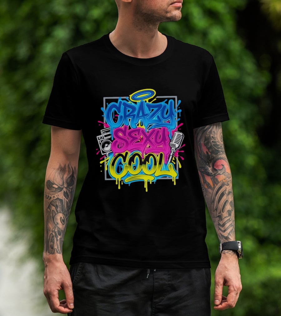 Crazy Sexy Cool Graffiti Boombox Microphone 90s R&B T-Shirt
