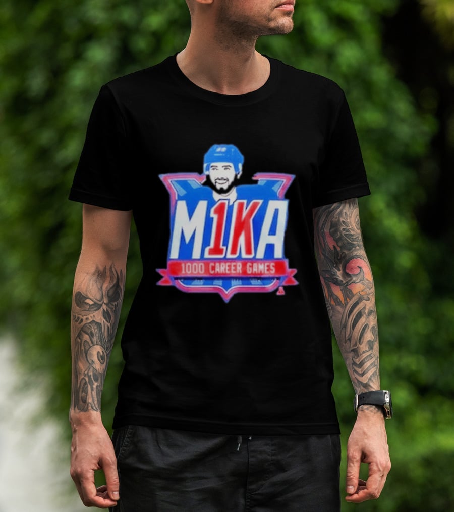 Mika Zibanejad 1000 Career Games M1KA New York Rangers T-Shirt