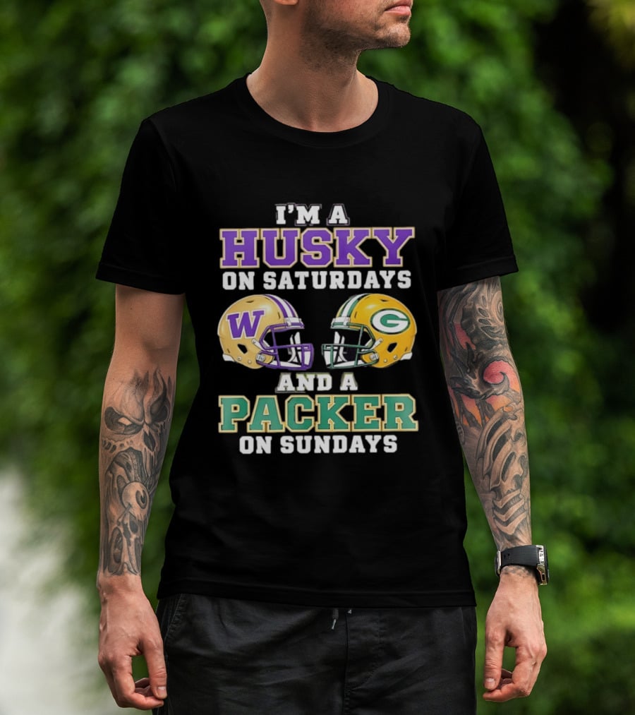 I'm A Husky On Saturdays And A Packer On Sundays W Logo G T-Shirt
