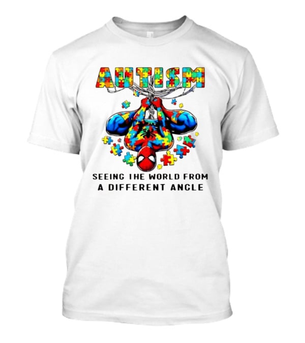 Autism Seeing The World From A Different Angle Spiderman Puzzle T-Shirt