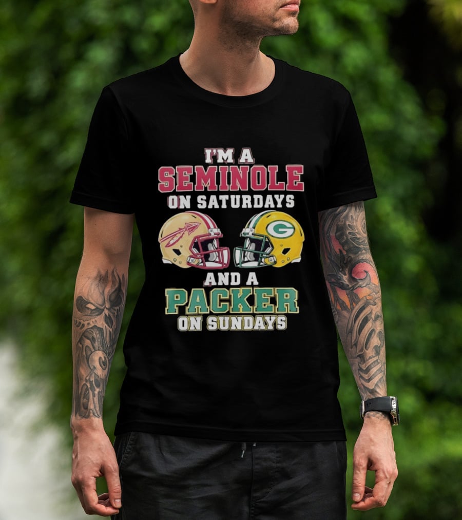 I'm A Seminole On Saturdays And A Packer On Sundays Helmet Team Spirit T-Shirt