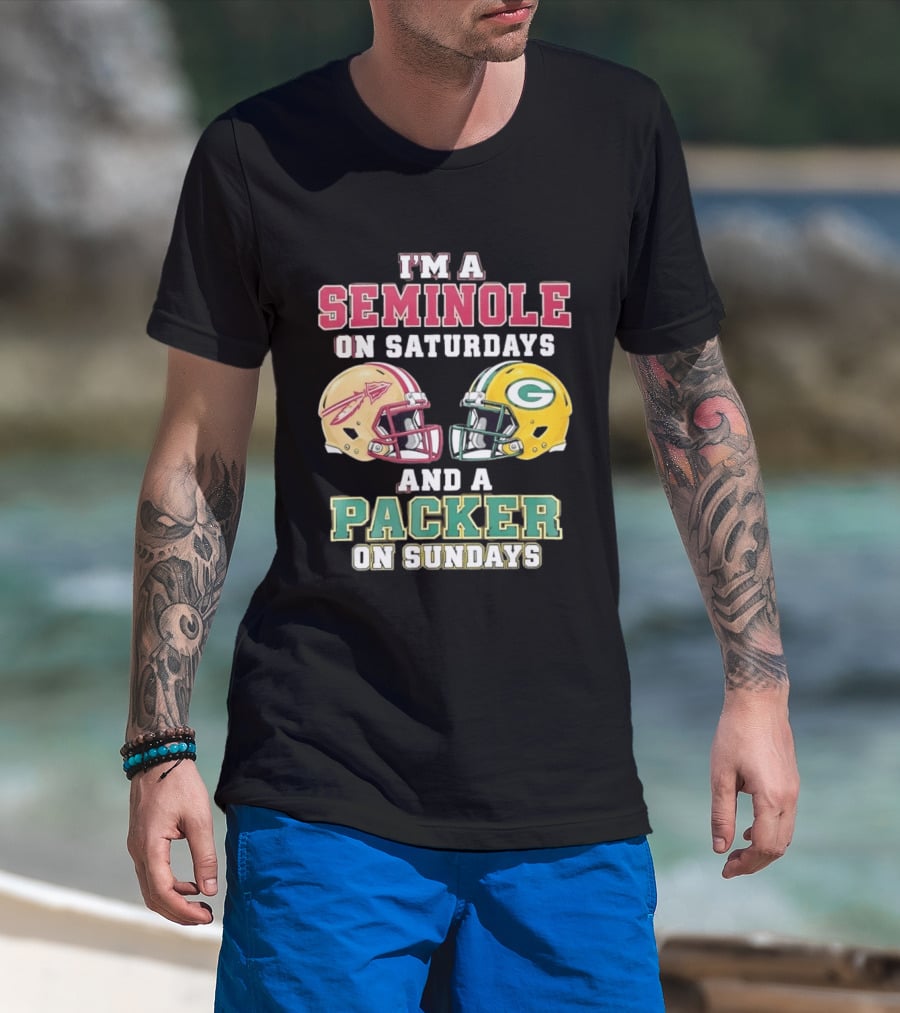 I'm A Seminole On Saturdays And A Packer On Sundays Helmet Team Spirit T-Shirt