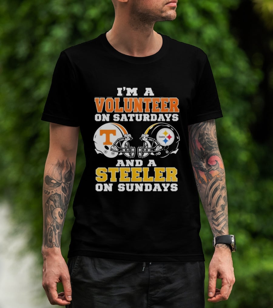 I'm A Volunteer On Saturdays Steeler On Sundays Football Helmets T-Shirt