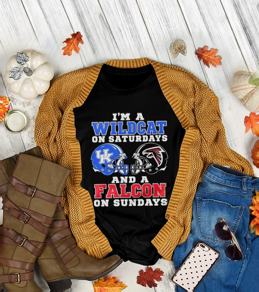 I'm A Wildcat On Saturdays And A Falcon On Sundays Kentucky And Atlanta Football Fan Gear T-Shirt