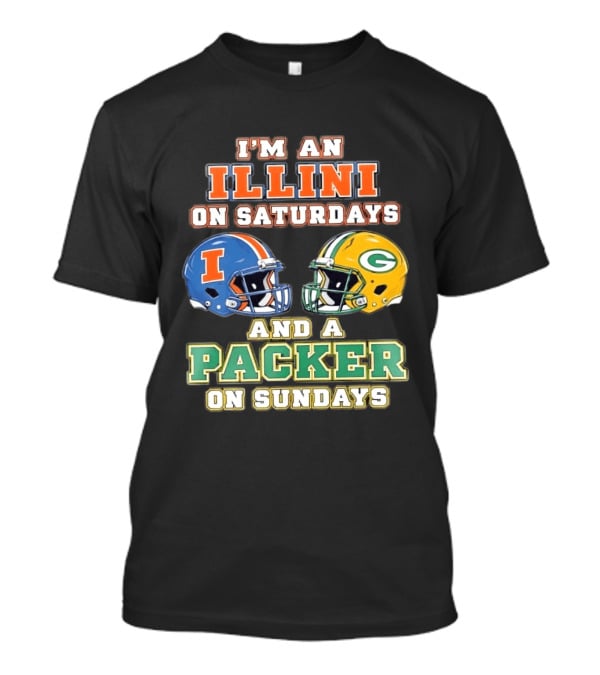 I'm An Illini On Saturdays And A Packers Fan On Sundays Football Helmets T-Shirt